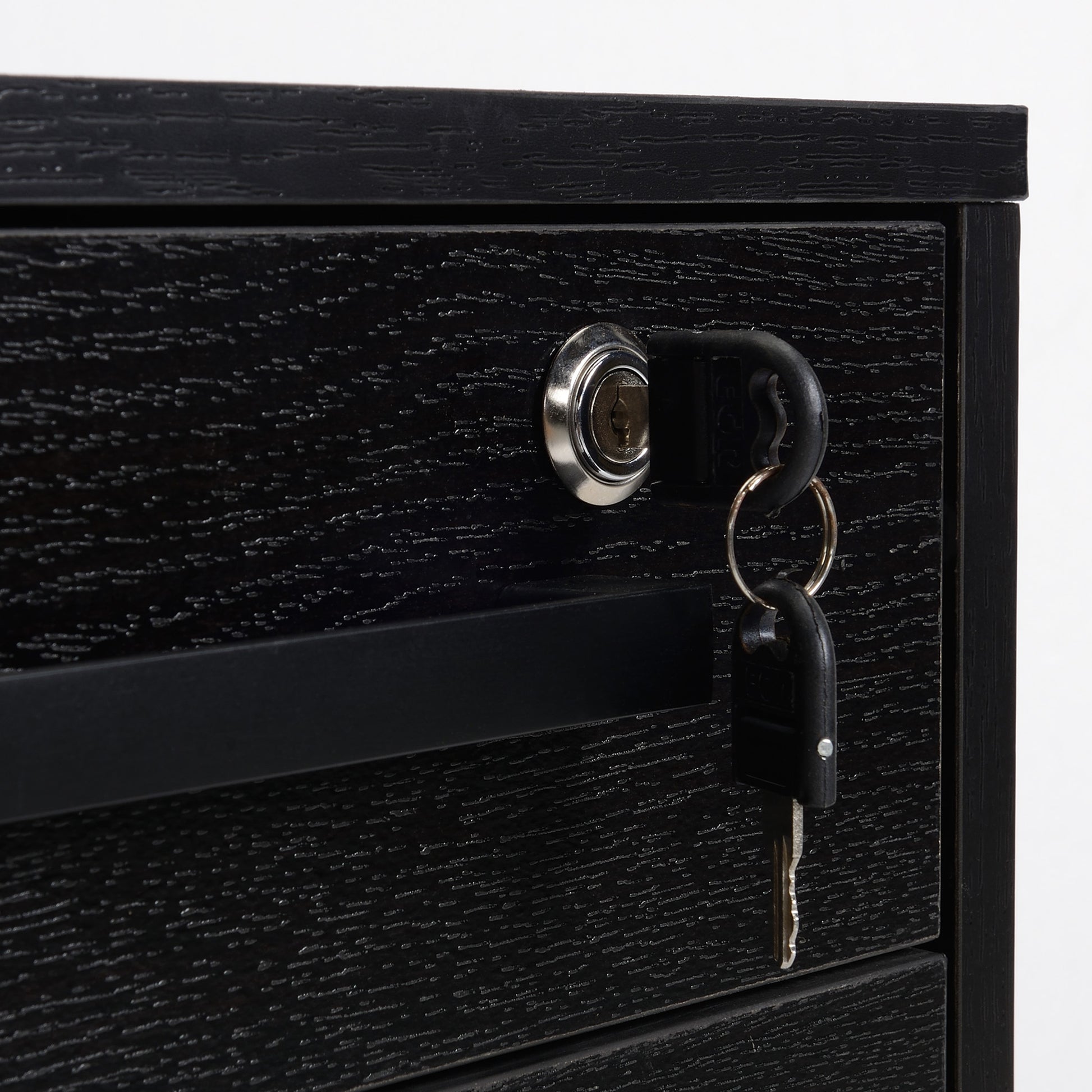 Office Cabinet Storage Cabinet on Wheels 3 Drawers 1 Lockable 1 File Sorter MDF Particle Boards Black