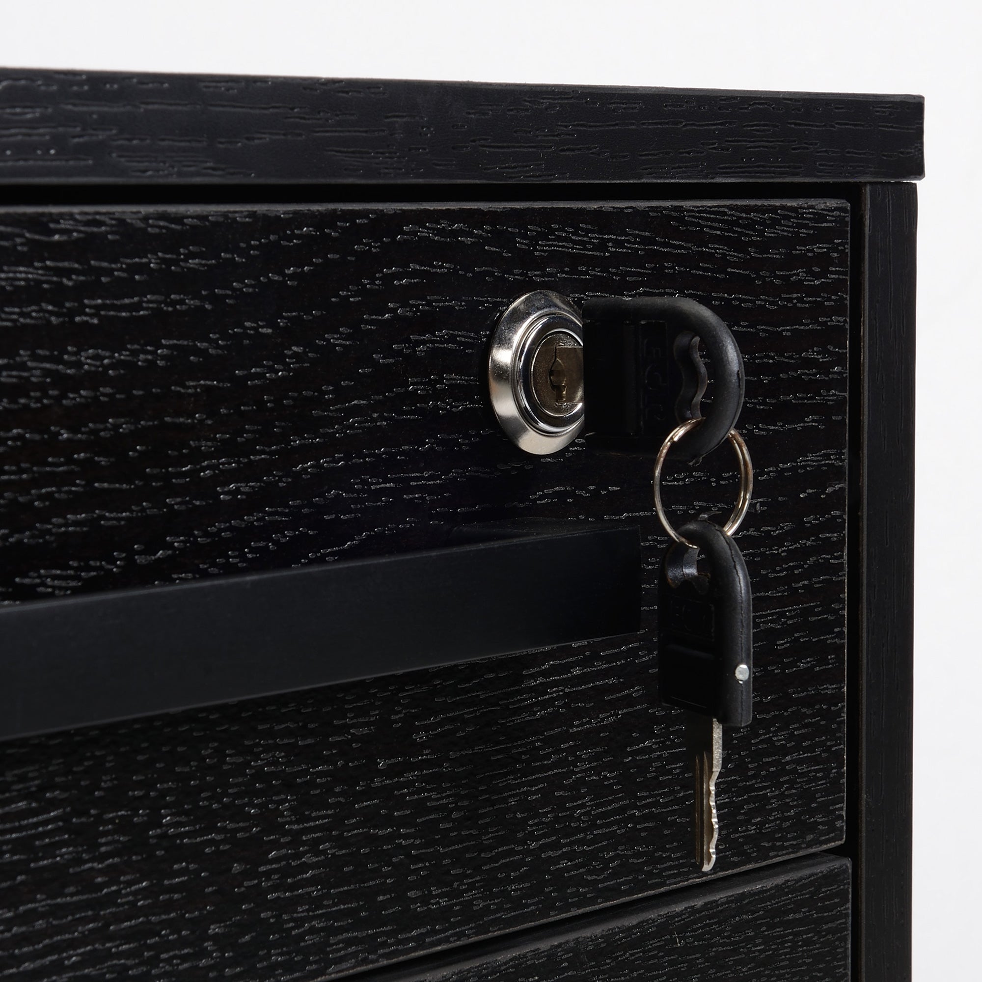 Office Cabinet Storage Cabinet on Wheels 3 Drawers 1 Lockable 1 File Sorter MDF Particle Boards Black