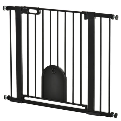Pet Safety Gate 75-103 cm for Stairs and Doors with 2 Extensions Automatic Lock and Double Locking System Black