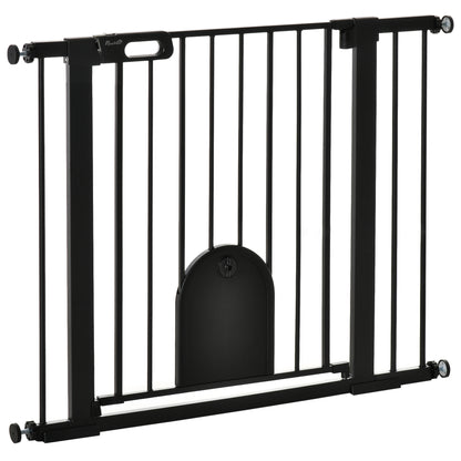 Pet Safety Gate 75-103 cm for Stairs and Doors with 2 Extensions Automatic Lock and Double Locking System Black