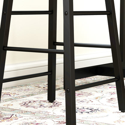 Bar Table Set Bar Table with Bar Stool Set Kitchen Counter with 2 Bar Chairs and Footrest Modern Kitchen Table with 4 Adjustable Shelves for Kitchen, Dining Room, Oak