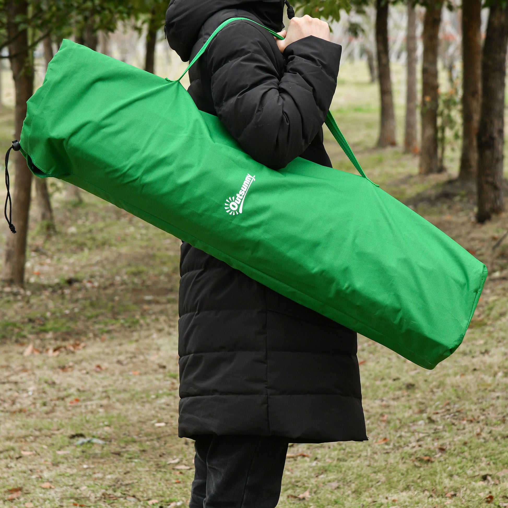Camping Bed Folding Bed Portable with Side Pocket Cup Holder up to 136 kg load capacity Steel Oxford Green+Black 190 x 65 x 40 cm