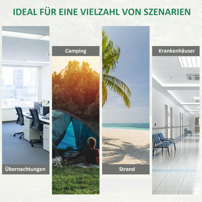 Camping Bed Folding Bed Portable with Side Pocket Cup Holder up to 136 kg load capacity Steel Oxford Green+Black 190 x 65 x 40 cm