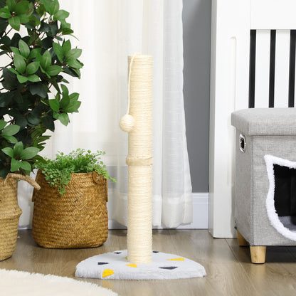 Cat Scratching Post, 62cm Scratching Pole for Cats, Small Cat Tree with Toy Ball, Jute Scratching Post, Cat Furniture, Indoor, Light Grey+Beige