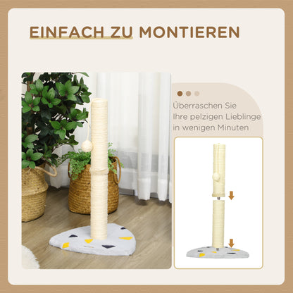 Cat Scratching Post, 62cm Scratching Pole for Cats, Small Cat Tree with Toy Ball, Jute Scratching Post, Cat Furniture, Indoor, Light Grey+Beige