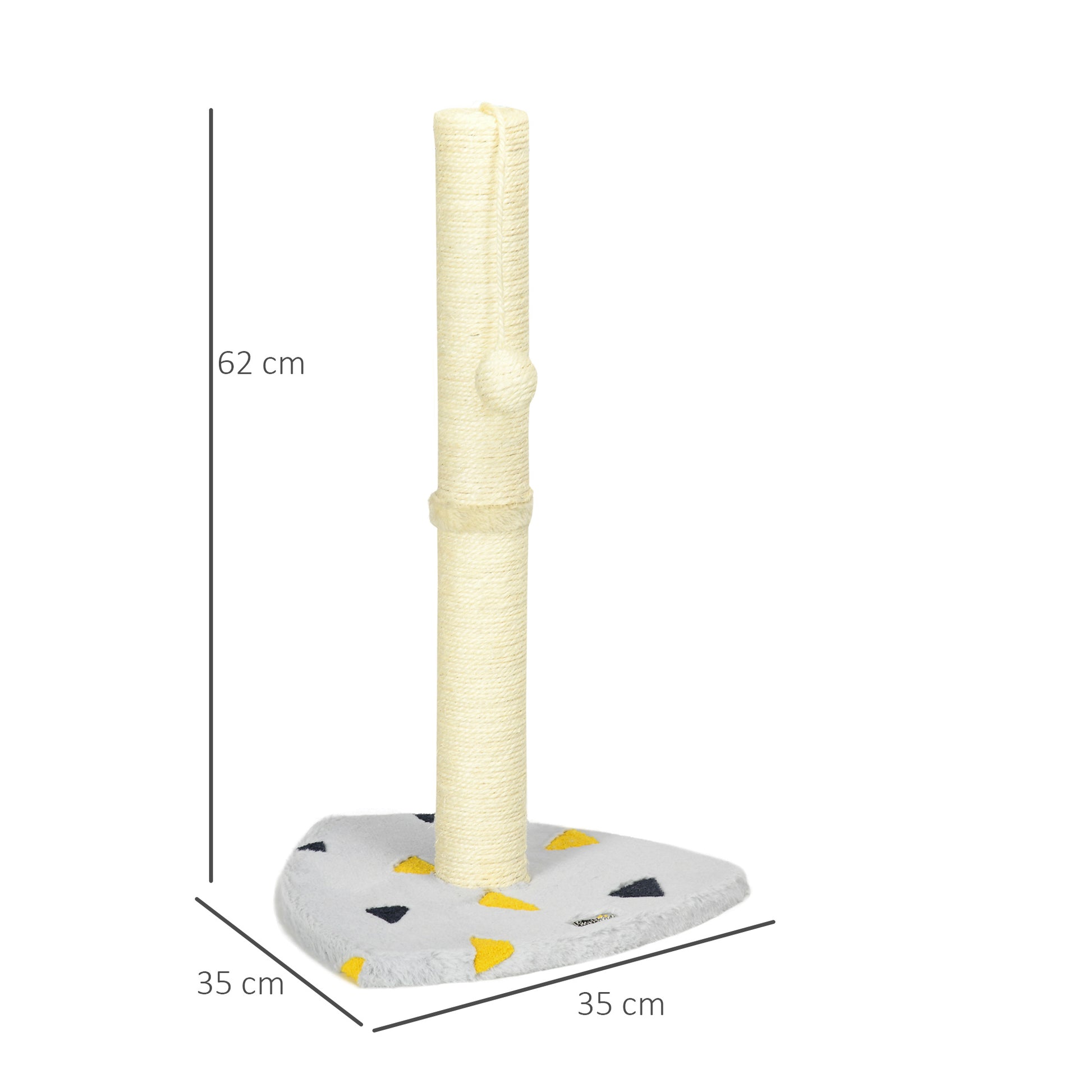 Cat Scratching Post, 62cm Scratching Pole for Cats, Small Cat Tree with Toy Ball, Jute Scratching Post, Cat Furniture, Indoor, Light Grey+Beige