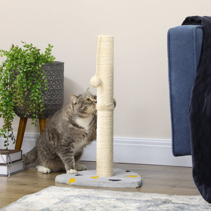 Cat Scratching Post, 62cm Scratching Pole for Cats, Small Cat Tree with Toy Ball, Jute Scratching Post, Cat Furniture, Indoor, Light Grey+Beige
