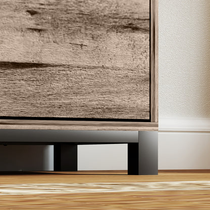 Living Room Cabinet, Sideboard with Drawer and 3 Cabinets with Adjustable Shelves, Cupboard with Industrial Style Steel Legs for Dining Room and Kitchen, 120x36.5x70 cm, Brown