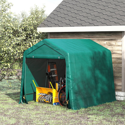 Garden Shed for Tools Bicycles 2.4x2x2 m Outdoor Storage Shed with 2 Zippered Doors Waterproof Anti-UV Garden Tent Green