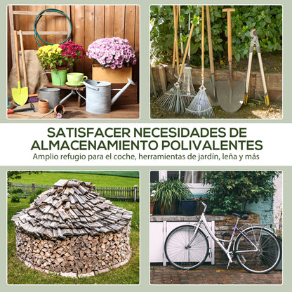 Garden Shed for Tools Bicycles 2.4x2x2 m Outdoor Storage Shed with 2 Zippered Doors Waterproof Anti-UV Garden Tent Green