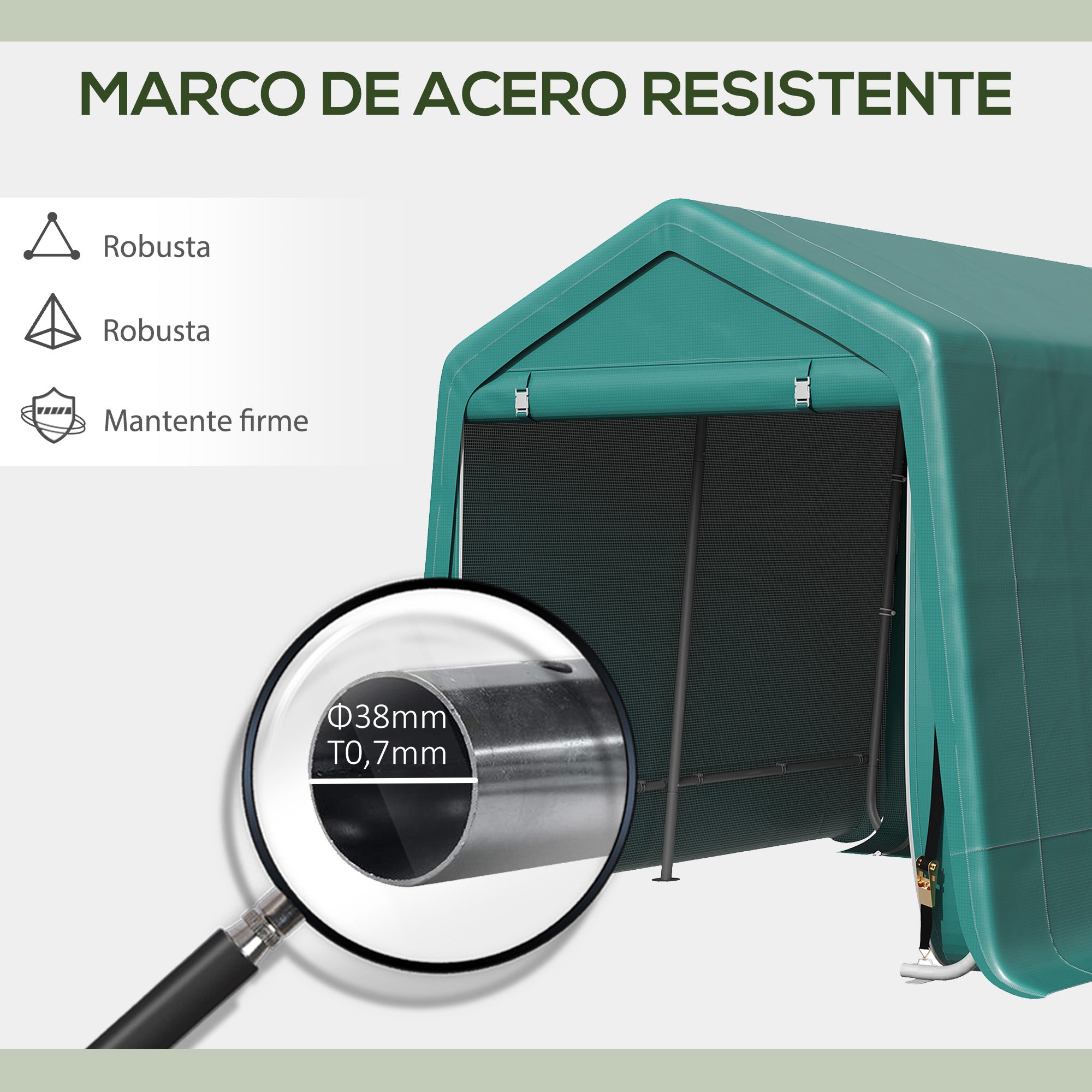 Garden Shed for Tools Bicycles 2.4x2x2 m Outdoor Storage Shed with 2 Zippered Doors Waterproof Anti-UV Garden Tent Green