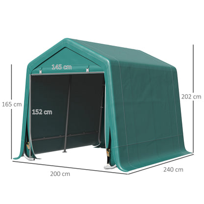 Garden Shed for Tools Bicycles 2.4x2x2 m Outdoor Storage Shed with 2 Zippered Doors Waterproof Anti-UV Garden Tent Green