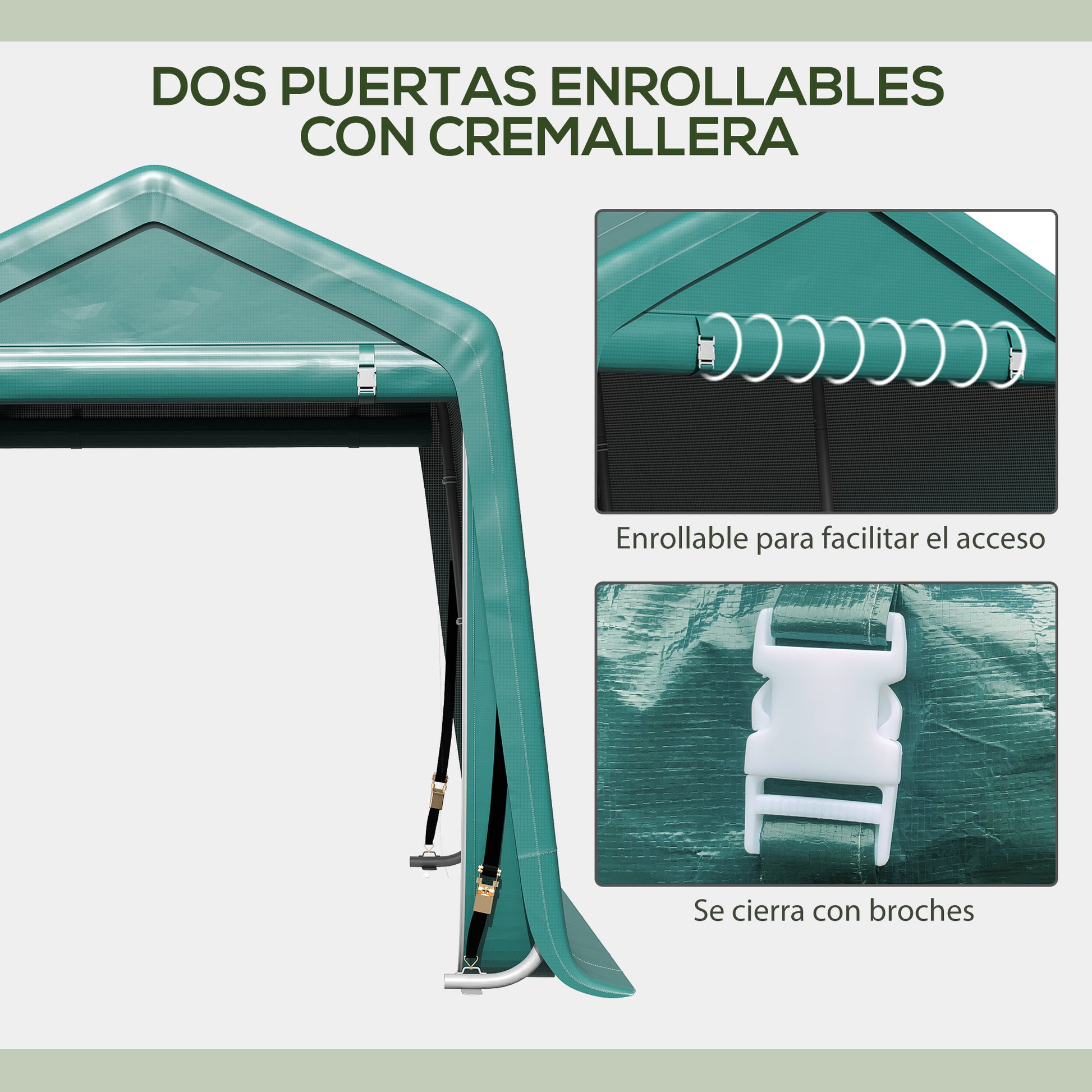 Garden Shed for Tools Bicycles 2.4x2x2 m Outdoor Storage Shed with 2 Zippered Doors Waterproof Anti-UV Garden Tent Green