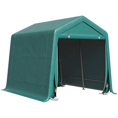 Garden Shed for Tools Bicycles 2.4x2x2 m Outdoor Storage Shed with 2 Zippered Doors Waterproof Anti-UV Garden Tent Green