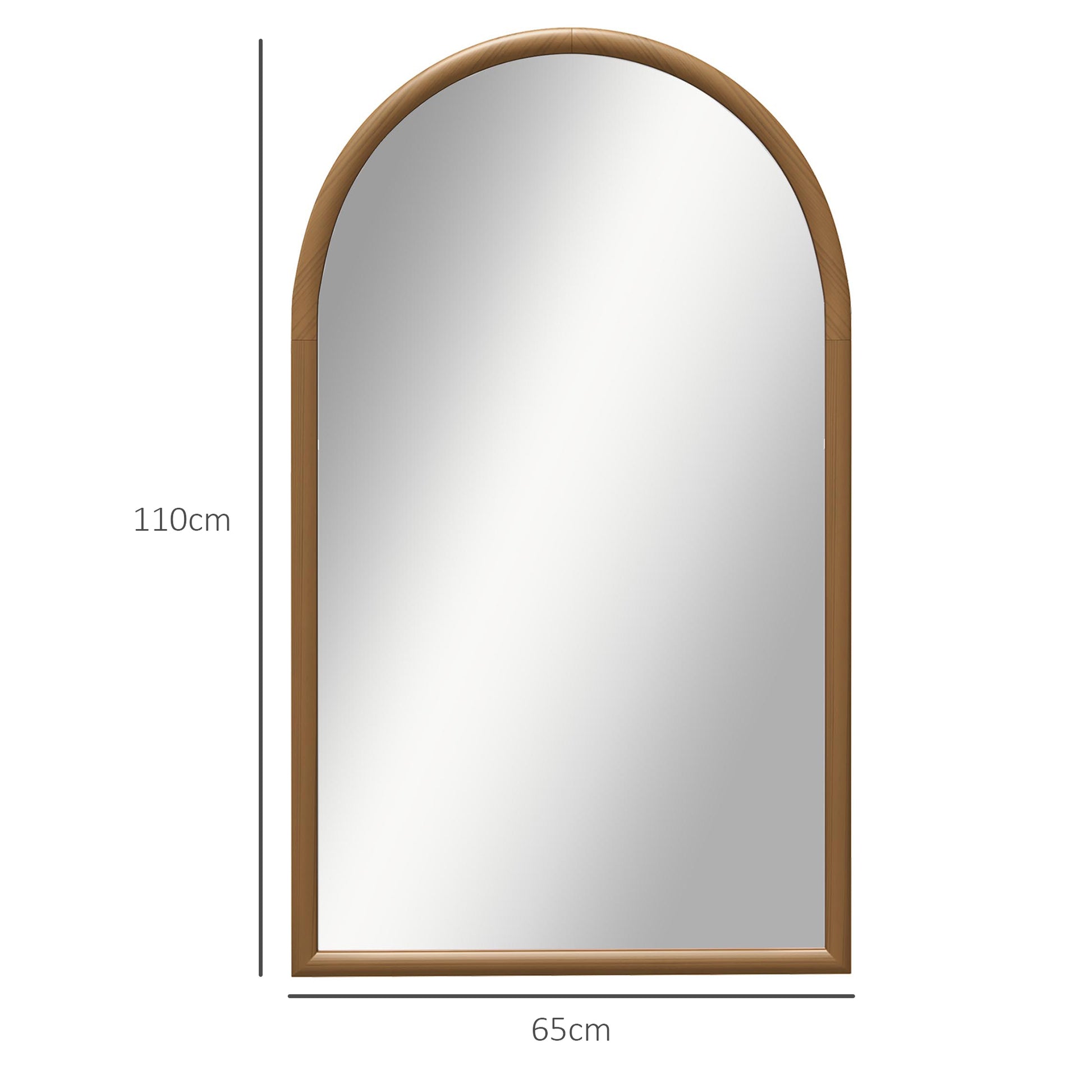 Arched Wall Mirror, 110 x 65 cm Wood Frame, Arched Mirror for Living Room, Bedroom, Entryway, Dark Brown