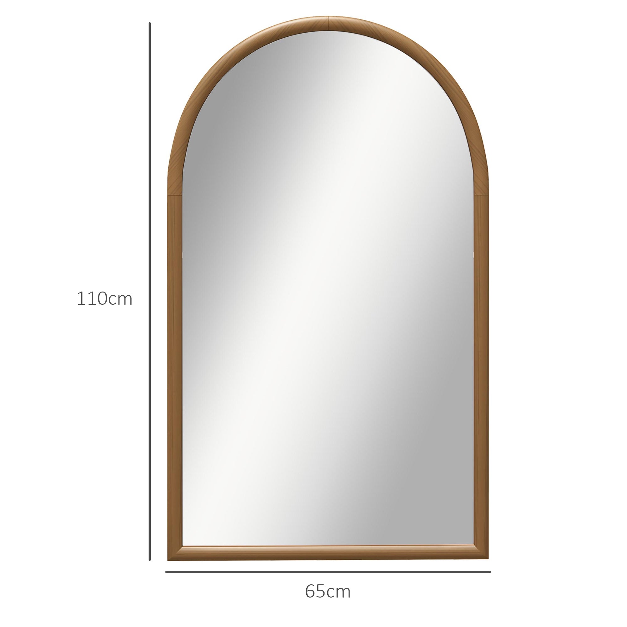 Arched Wall Mirror, 110 x 65 cm Wood Frame, Arched Mirror for Living Room, Bedroom, Entryway, Dark Brown
