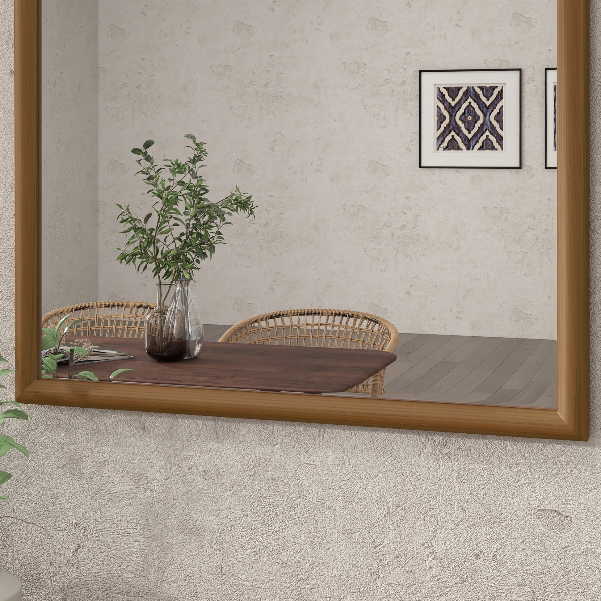Arched Wall Mirror, 110 x 65 cm Wood Frame, Arched Mirror for Living Room, Bedroom, Entryway, Dark Brown
