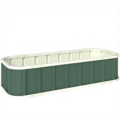 Steel Raised Garden Bed Planter with Click-Lock, Folded Edge — 136 x 52 x 31 cm (53.5 x 20.5 x 12.2 in) — Light Green