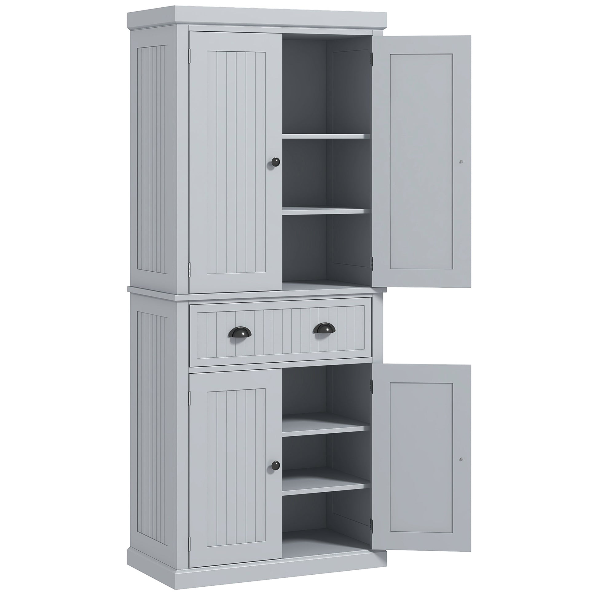 Kitchen Cabinet Buffet Modern Style Cupboard with Doors, Adjustable Shelves, and Drawer, Storage Furniture for Dining Room, Living Room, 76.2 x 40.2 x 183 cm, Gray