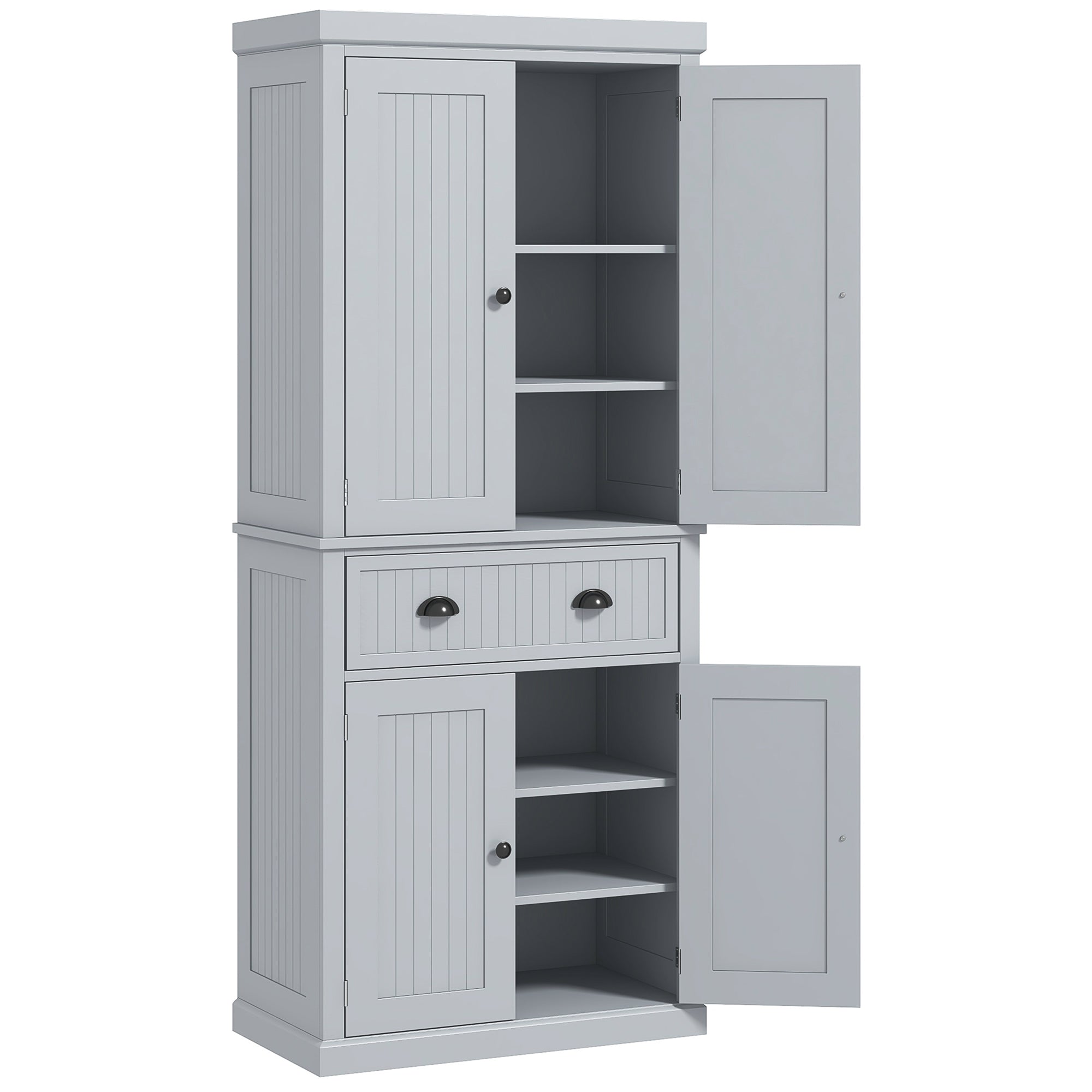 Kitchen Cabinet Buffet Modern Style Cupboard with Doors, Adjustable Shelves, and Drawer, Storage Furniture for Dining Room, Living Room, 76.2 x 40.2 x 183 cm, Gray