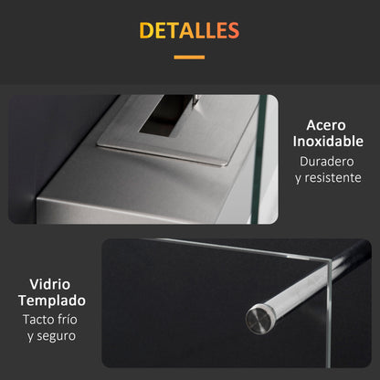 Wall-Mounted Bioethanol Fireplace Ethanol Stove 1.5 L Capacity 3-Hour Combustion Stainless Steel Tank for 20-25 m² 60x22x40 cm Black