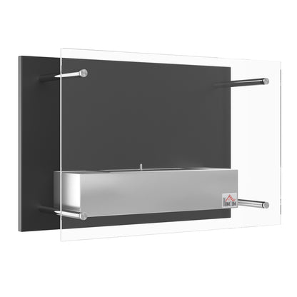 Wall-Mounted Bioethanol Fireplace Ethanol Stove 1.5 L Capacity 3-Hour Combustion Stainless Steel Tank for 20-25 m² 60x22x40 cm Black