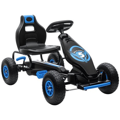 Go-Kart, Kids Vehicle with Adjustable Seat, Pedal Car with Rubber Tires, Pedal and Handbrake, Go Cart for 5-12 Years Kids, Outdoor, Blue