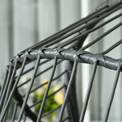 Hanging Chair with Stand, Egg-shaped Hanging Swing with Removable Cushion, Cup Holder, Foldable Hammock for Outdoor Hanging Chair Indoor Outdoor, Patio, Garden, Gray
