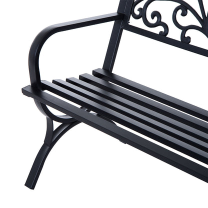 2-Seater Garden Bench 240kg Load Capacity Bench Suitable for Indoor and Outdoor Use 127x60x85 cm Black