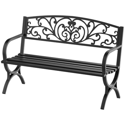 2-Seater Garden Bench 240kg Load Capacity Bench Suitable for Indoor and Outdoor Use 127x60x85 cm Black