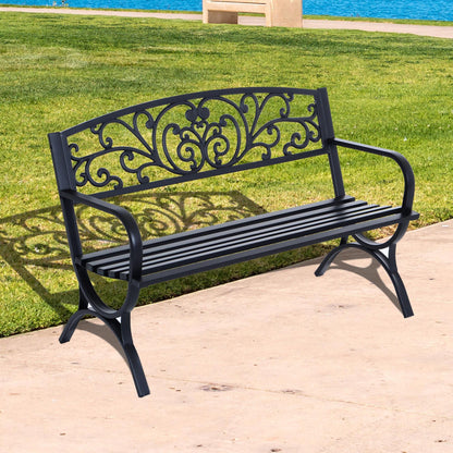 2-Seater Garden Bench 240kg Load Capacity Bench Suitable for Indoor and Outdoor Use 127x60x85 cm Black