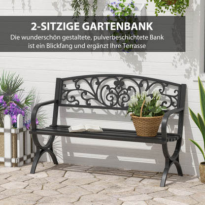 2-Seater Garden Bench 240kg Load Capacity Bench Suitable for Indoor and Outdoor Use 127x60x85 cm Black