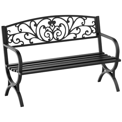 2-Seater Garden Bench 240kg Load Capacity Bench Suitable for Indoor and Outdoor Use 127x60x85 cm Black