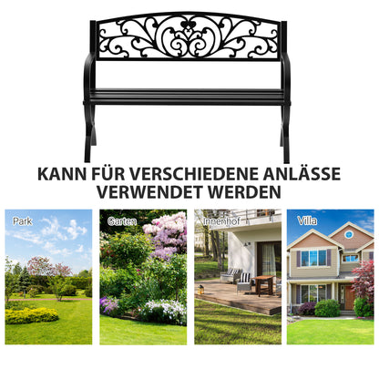 2-Seater Garden Bench 240kg Load Capacity Bench Suitable for Indoor and Outdoor Use 127x60x85 cm Black