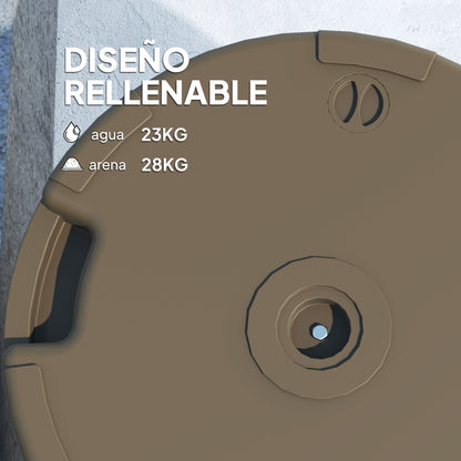 Round Umbrella Base Umbrella Stand Umbrella Stand Fillable with 23L Water or 28kg Sand for Garden Terrace Brown