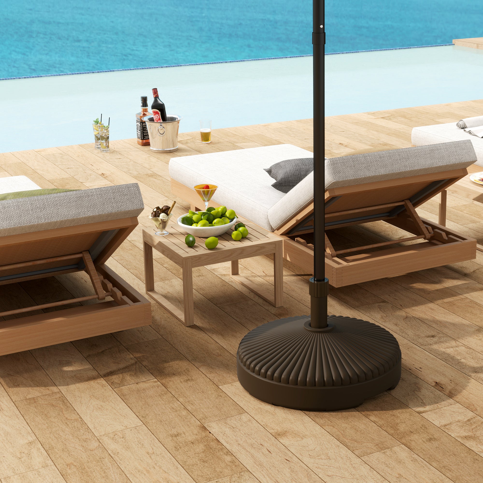 Round Umbrella Base Umbrella Stand Umbrella Stand Fillable with 23L Water or 28kg Sand for Garden Terrace Brown