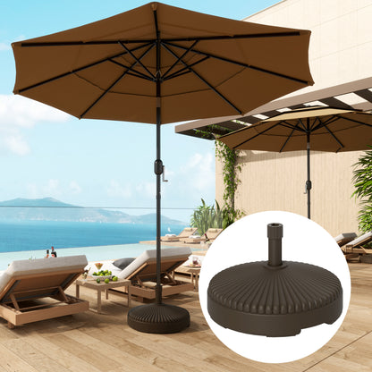 Round Umbrella Base Umbrella Stand Umbrella Stand Fillable with 23L Water or 28kg Sand for Garden Terrace Brown