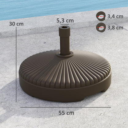 Round Umbrella Base Umbrella Stand Umbrella Stand Fillable with 23L Water or 28kg Sand for Garden Terrace Brown