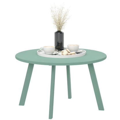 Small round coffee table, side table with non-slip pads, metal frame, for garden, balcony, terrace, living room, Ø 70 x 42 cm, green