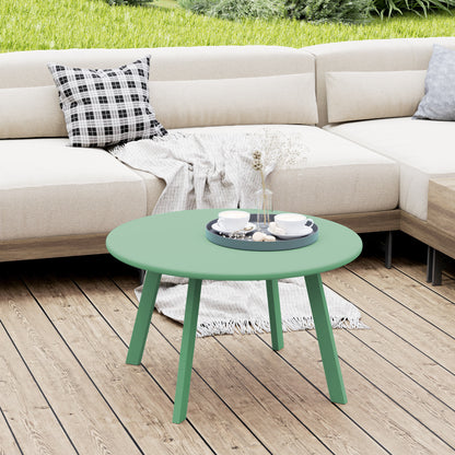 Small round coffee table, side table with non-slip pads, metal frame, for garden, balcony, terrace, living room, Ø 70 x 42 cm, green