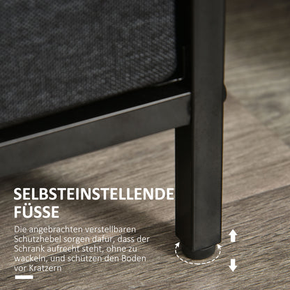 Drawer Chest with 4 Linen Drawers Storage Cabinet Chest of Drawers with Shelf Handles, Modern Design Storage Chest of Drawers for Bedroom, Living Room Black