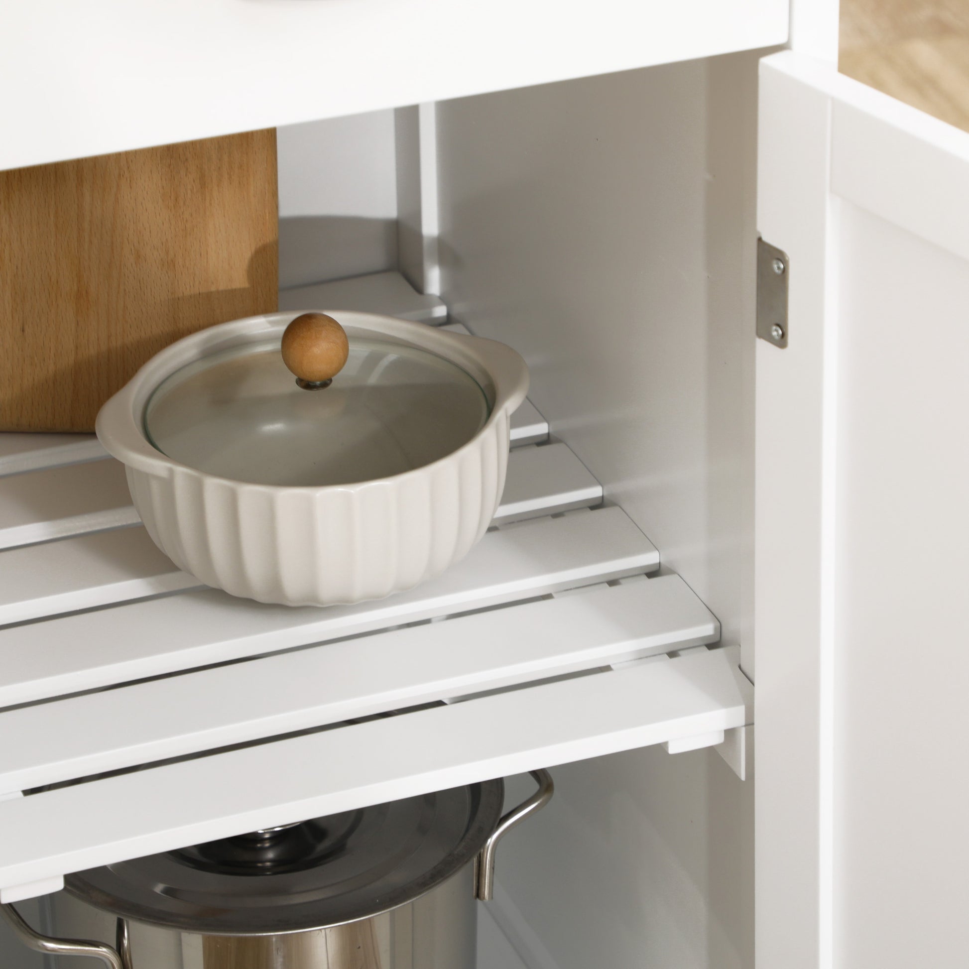 Kitchen Trolley with Wheels Serving Cart with 1 Drawer Removable Shelves Wine Rack for 4 Bottles and Cabinet for Dining Room Living Room Load 40 kg 76x48x88 cm White