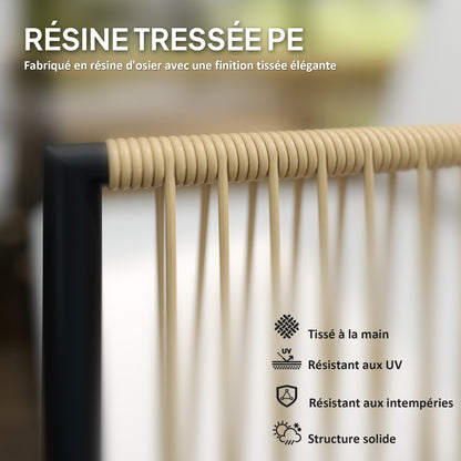 Outdoor 4-Person Garden Set, Balcony Rattan Lounge with 2-Seater Sofa, Armchairs, Tempered Glass Coffee Table, Removable Cushions Included, Cream