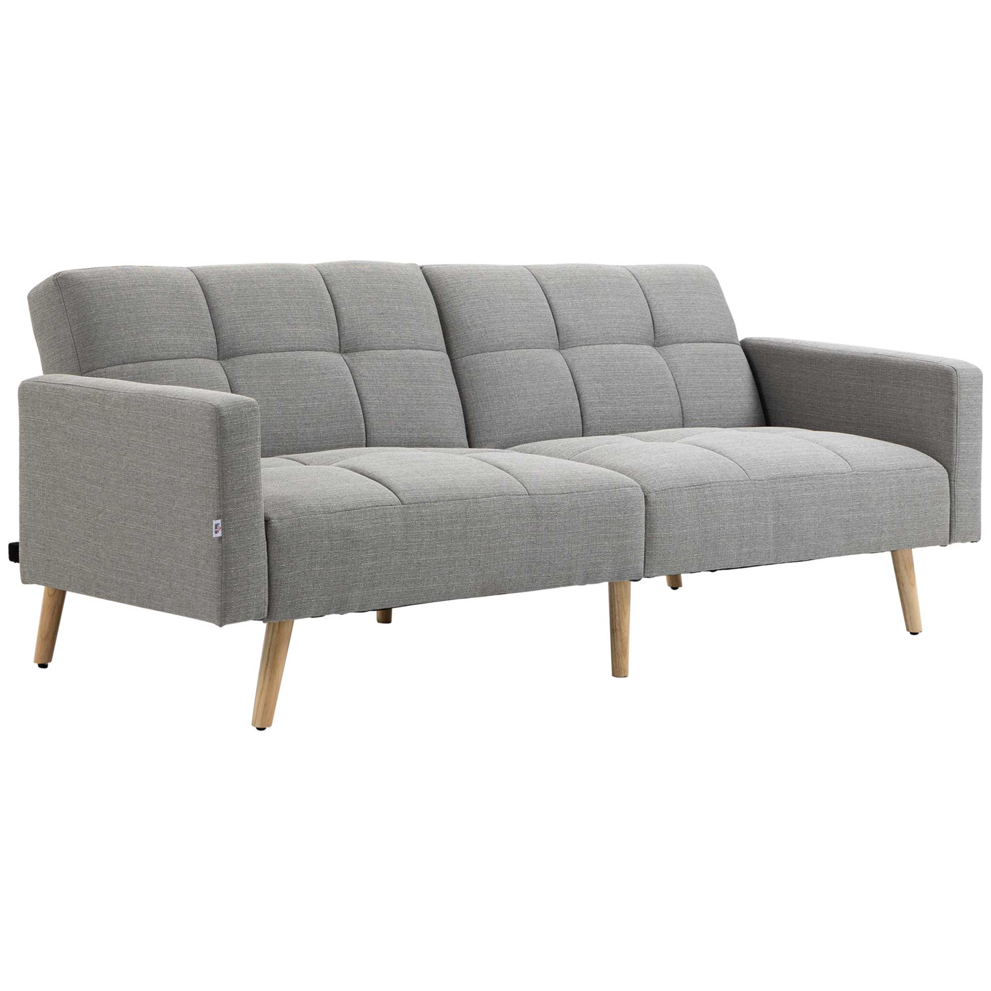 2-in-1 Sofa Bed 80.7 x 34.6 in, Linen-Look Couch with Adjustable Backrests, Gray