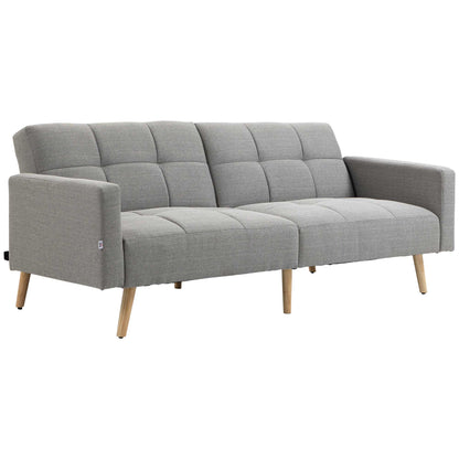 2-in-1 Sofa Bed 80.7 x 34.6 in, Linen-Look Couch with Adjustable Backrests, Gray