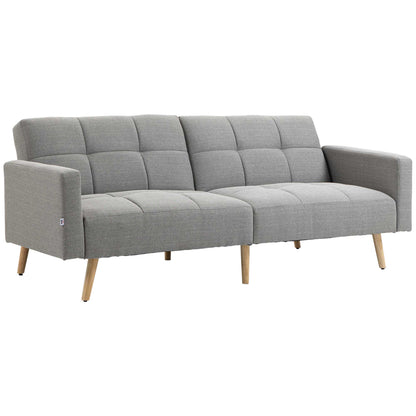 2-in-1 Sofa Bed 80.7 x 34.6 in, Linen-Look Couch with Adjustable Backrests, Gray