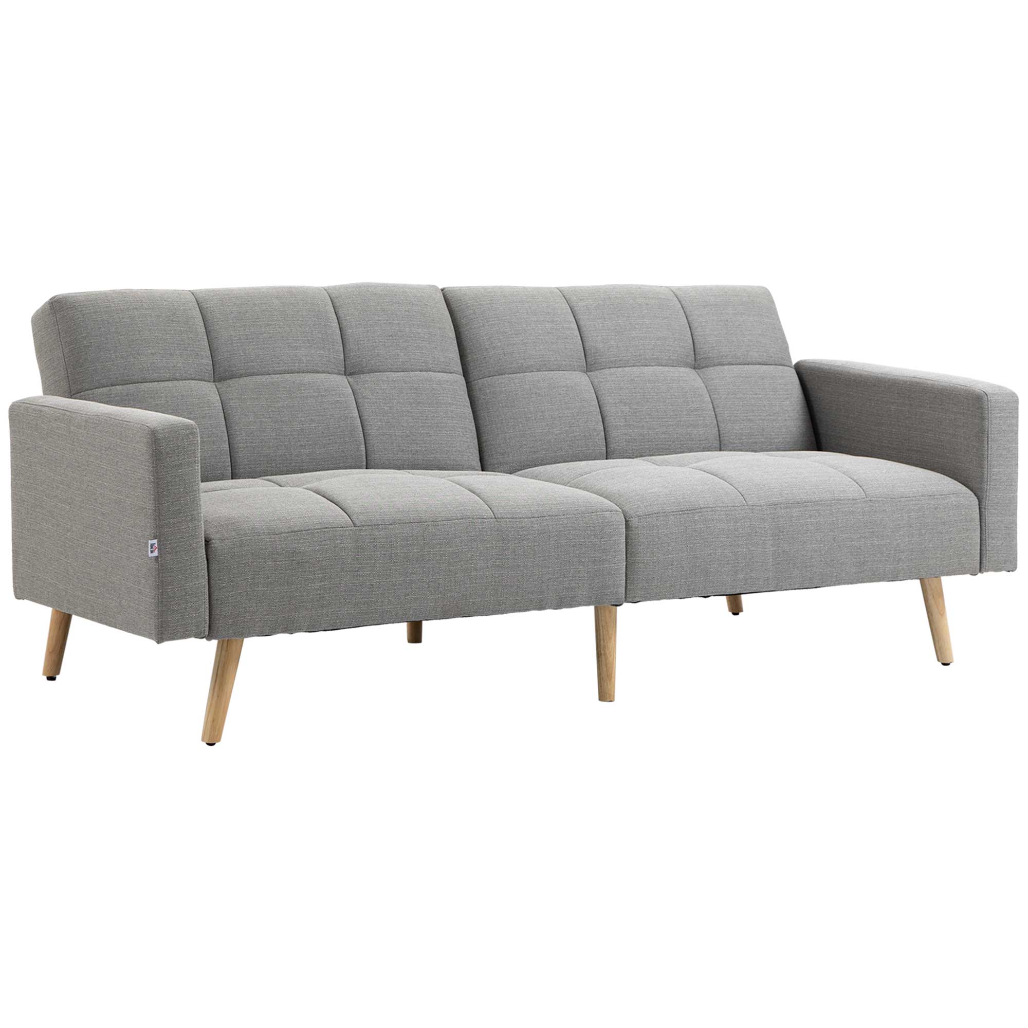 2-in-1 Sofa Bed 80.7 x 34.6 in, Linen-Look Couch with Adjustable Backrests, Gray
