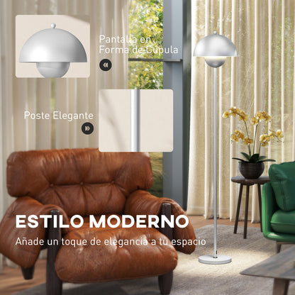 Modern 155 cm Floor Lamp Floor Lamp for Living Room with Bowl Shade Reflecting Light Foot Switch E27 Socket Bulb Not Included for Bedroom Office Living Room Silver