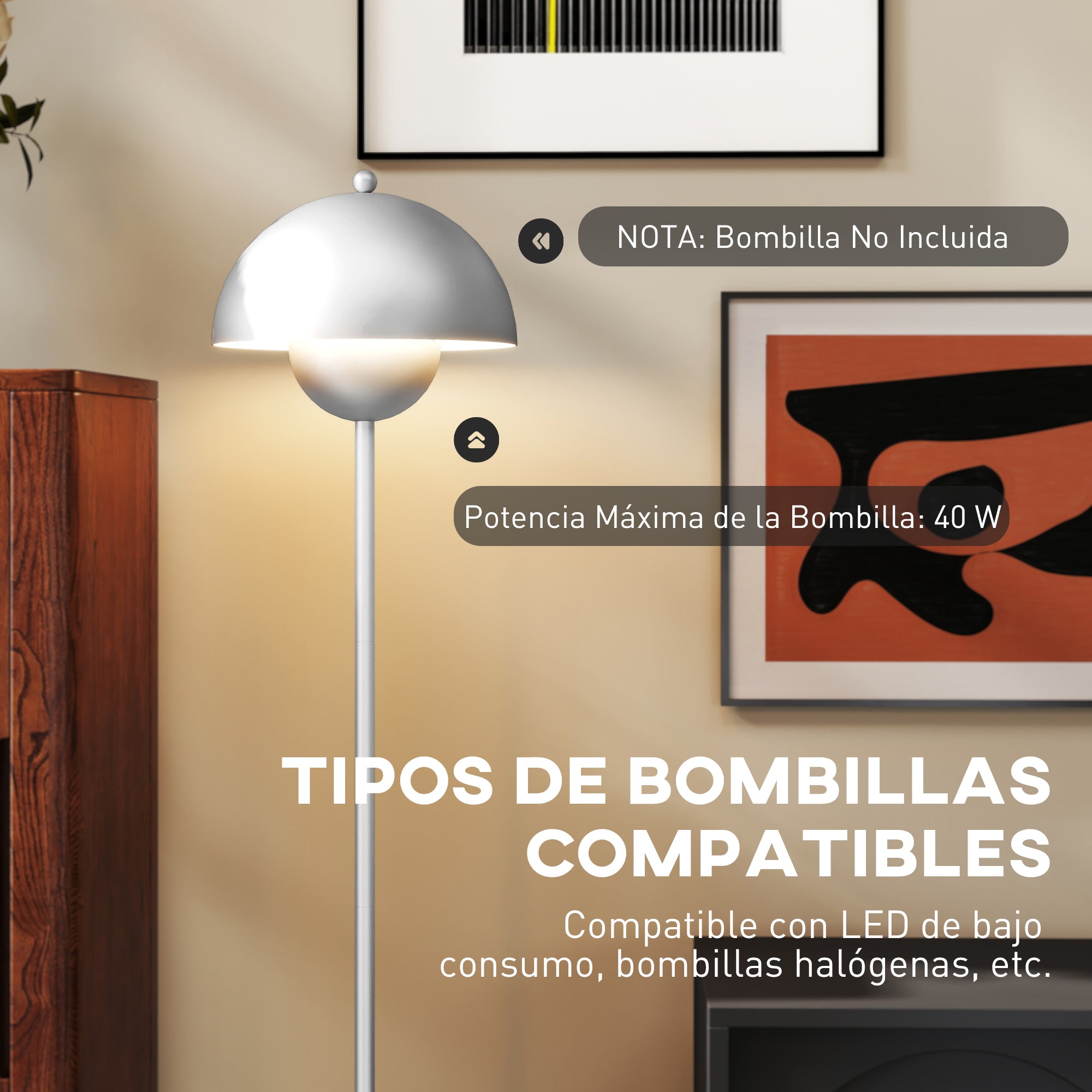 Modern 155 cm Floor Lamp Floor Lamp for Living Room with Bowl Shade Reflecting Light Foot Switch E27 Socket Bulb Not Included for Bedroom Office Living Room Silver