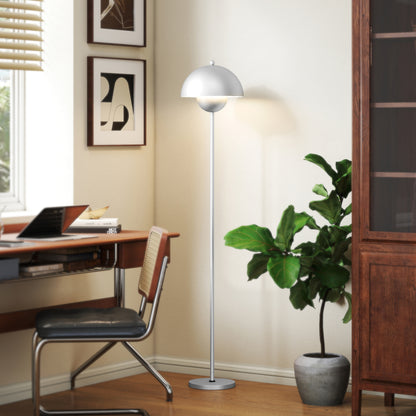 Modern 155 cm Floor Lamp Floor Lamp for Living Room with Bowl Shade Reflecting Light Foot Switch E27 Socket Bulb Not Included for Bedroom Office Living Room Silver